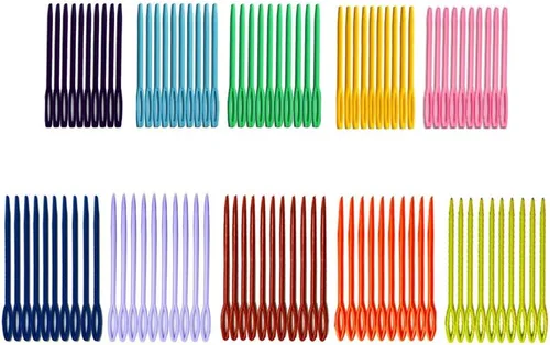 Miniatura 4 de iFergoo - 200 agujas de coser de plástico, agujas coloridas de ojos grandes de 3.5 pulgadas y agujas de aprendizaje de seguridad para niños de 2.75
