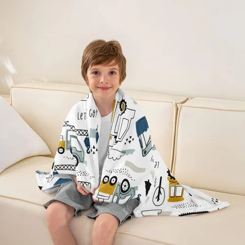 Miniatura 9 de Feelyou Coche de dibujos animados para niños, manta de franela de forro polar para construcción, manta mullida para decoración de camiones, cama
