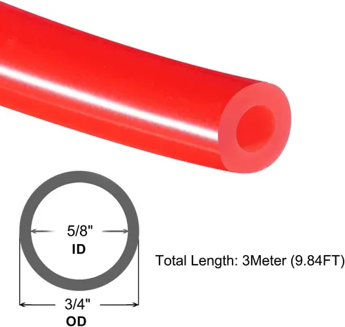 Miniatura 2 de QuQuyi Manguera de tubo de vacío de silicona de 5/8" (16mm) DI x 3/4" DE, color rojo, alta temperatura, grado alimenticio, tubo de silicona pura