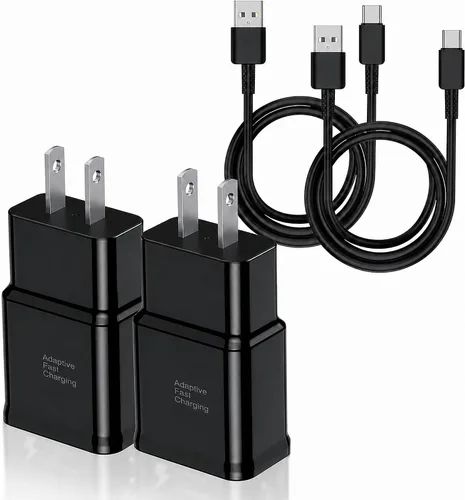 Cargador tipo C de carga rápida, paquete de 2 bloques de carga USB C Android para teléfono y cable de carga de 3 pies, para Samsung Galaxy S8/S9/S10