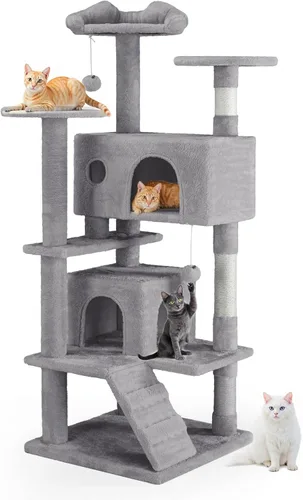 Miniatura 18 de Árbol grande para gatos de 66 pulgadas, torre de árbol para gatos de varios niveles con condominio, perchas, postes rascadores de sisal y hamaca