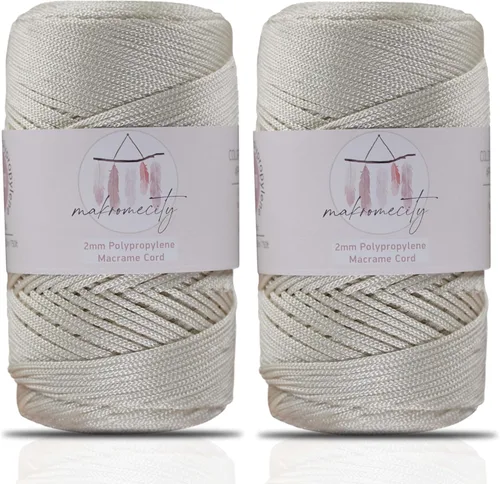 Miniatura 24 de Makromecity, 2 carretes de cordón de macramé de poliéster de 2 mm x 250 yardas (750 pies) de 2 mm de cordón de polipropileno para macramé, ideal