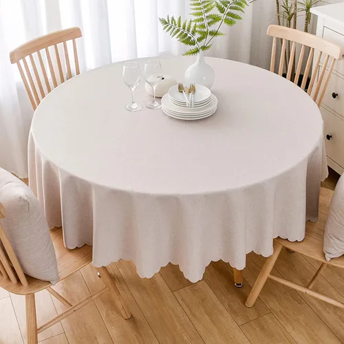 Miniatura 4 de Jeloris Mantel redondo impermeable a prueba de derrames, resistente a las manchas, sin arrugas, lavable, mantel decorativo de tela para cocina, Beige