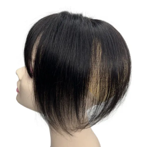 Miniatura 6 de Anemone Flequillo de cabello humano con clip para mujer, base de encaje de seda 3D, extensión de cabello natural falso para retroceder la línea