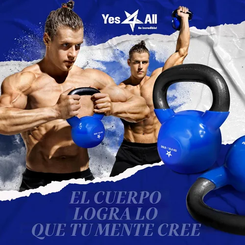 Miniatura 5 de Yes4All Pesa rusa, pesas rusas de hierro fundido con revestimiento de vinilo de 5-100 LB para entrenamiento de fuerza para ejercicios de gimnasio