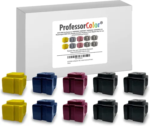 La tinta ColorQube 8570 o ColorQube 8580 reemplaza 108R00926 108R00927 108R00928 108R00930 (10 tintas OEM reenvasadas), el paquete incluye llave de