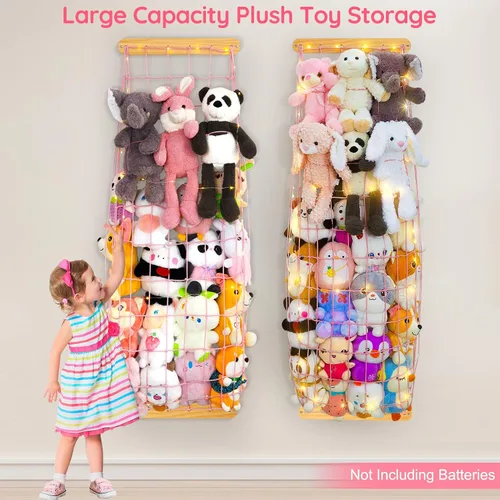 Miniatura 3 de Unicorn Castle Almacenamiento de animales de peluche, organizador de almacenamiento de juguetes de felpa de madera, hamaca para guardar espacio