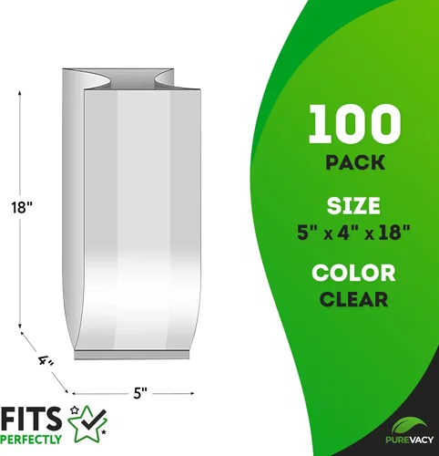 Miniatura 2 de Bolsas de plástico transparente para embalaje, bolsas de polietileno con fuelle de 5 x 4 x 18 pulgadas, bolsa transparente de LDPE de 1 mil