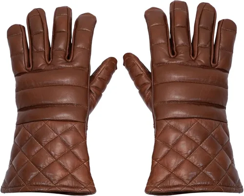 Mythrojan Guantes de esgrima de espadachín: Hema Guantes de cuero ligeramente acolchados Renacimiento medieval