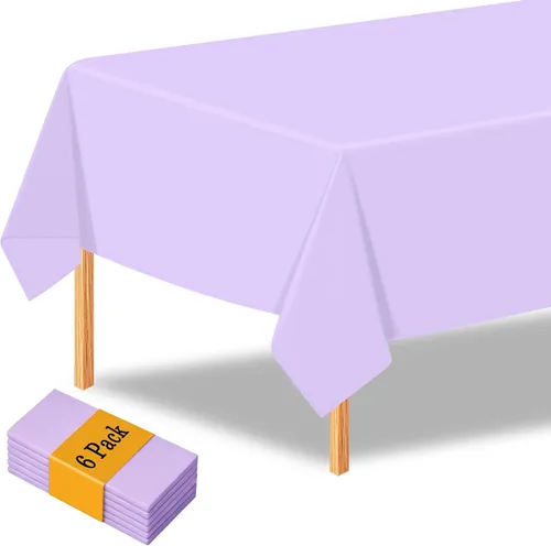 Miniatura 18 de 2 manteles de plástico color beige, 54 x 108 pulgadas, rectangular, desechables, para cumpleaños, bodas, pícnic, fiestas de vacaciones
