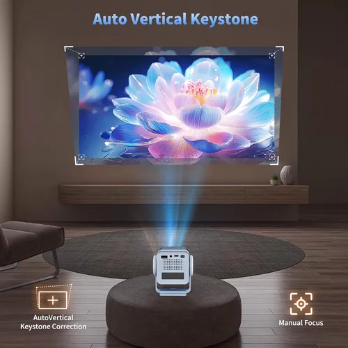 Miniatura 5 de Mini proyector con WiFi y Bluetooth, proyector portátil para exteriores alimentado por Power Bank, proyector de película pequeña giratorio de 180°