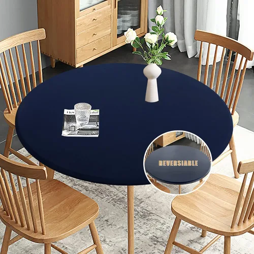 Miniatura 24 de Obstal Mantel Redondo Ajustable, Mantel Reversible Impermeable Resistente a las Manchas Elástico Extensible, Cubierta de Mesa Fácil de Limpiar
