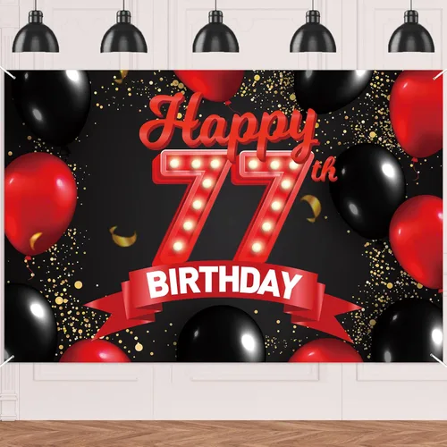Miniatura 54 de Cartel de feliz cumpleaños 15 color rojo y negro, decoración temática de globos para niñas y mujeres, princesas de 15 años, fiesta de cumpleaños