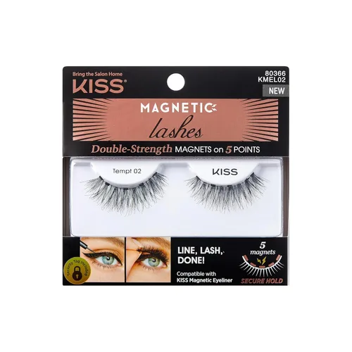 Miniatura 8 de Pestañas magnéticas KISS, Crowd Pleaser, 1 par de pestañas postizas sintéticas con 5 imanes de doble fuerza, resistentes al viento, pestañas falsas
