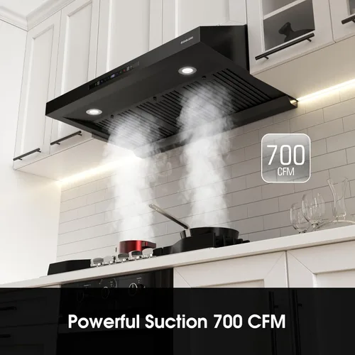 Miniatura 2 de GASLAND Master Campana extractora debajo del gabinete de 36 pulgadas, negro mate, 700 CFM para ventilador de escape de cocina de cocción de alta