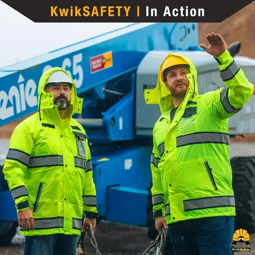 Miniatura 2 de KwikSafety - Charlotte, NC - Chaqueta de lluvia TORRENT y gabardina ANSI OSHA clase 3 de alta visibilidad, equipo de lluvia Hi Vis