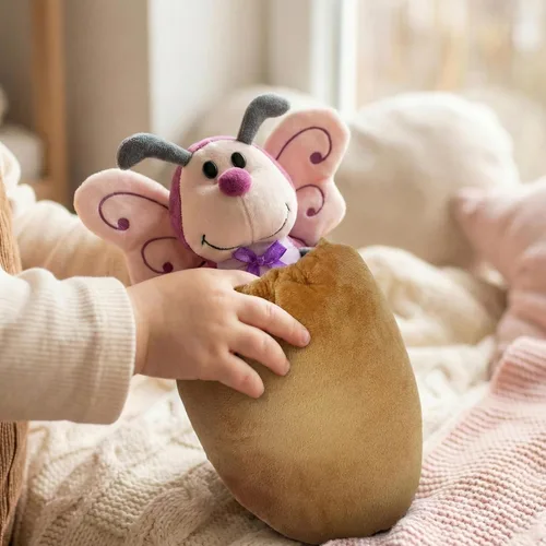 Miniatura 8 de Peluche de mariposa con bolsa de capullo, 12 pulgadas, color morado para niñas pequeñas Soft polyester metamorphosis pretend play toy with