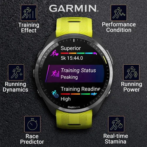 Miniatura 3 de Garmin Forerunner 965 Premium Reloj inteligente para correr y triatlón de 47 mm con pantalla táctil AMOLED, bisel de titanio DLC gris carbón