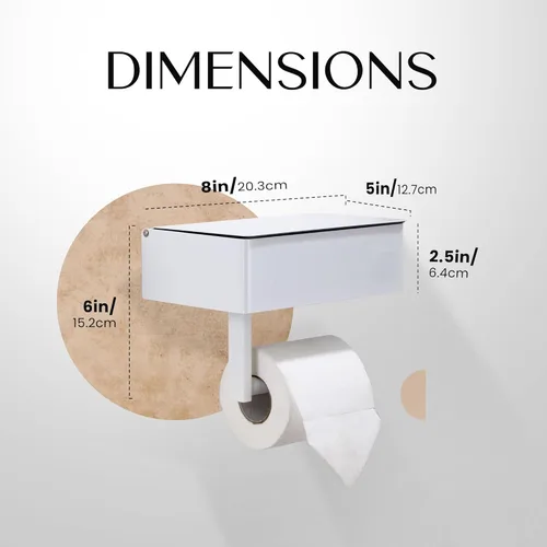 Miniatura 6 de Day Moon™ Soporte de papel higiénico blanco con estante - Porta toallitas para baño, dispensador de toallitas desechables, soporte para papel