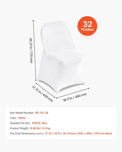 Miniatura 28 de VEVOR 150 fundas blancas para sillas de poliéster y elastano, fundas elásticas para bodas, fiestas, comedor, banquetes, sin pinzas, 150