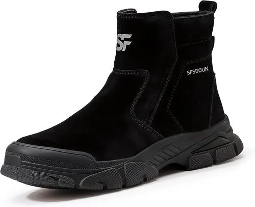 Botas de trabajo para hombre, botas de soldadura sin cordones para hombres, botas de punta de acero indestructibles, zapatos de punta de acero para