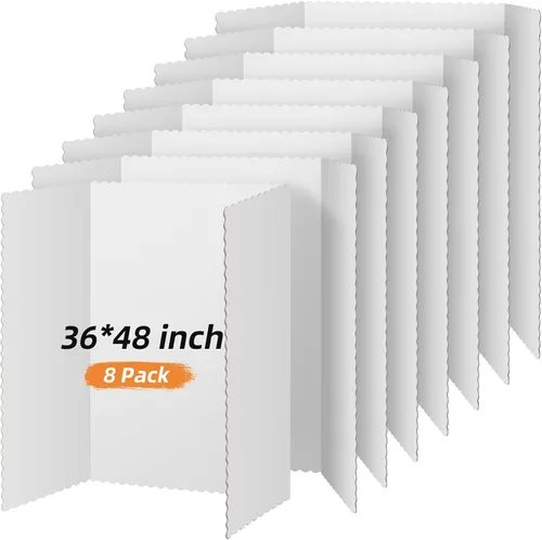 Miniatura 16 de Henoyso 4 piezas de 36 x 48 pulgadas de tablero de póster blanco de triple pliegue grande, tablero de presentación desplegable de papel duro blanco