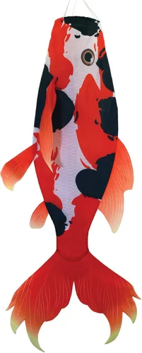 In the Breeze 5117 — Calcetín de viento de peces koi realista - Decoración colgante para exteriores, 48 pulgadas 48" rojo Koi