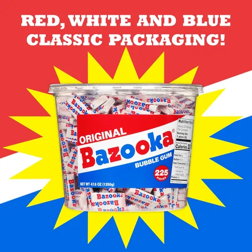 Miniatura 4 de Bazooka - Chicle de Pascua, 225 unidades, envuelto individualmente, con sabor original, tubo de chicle a granel, divertido caramelo antiguo