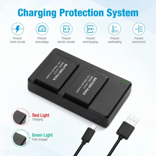 Miniatura 5 de Paquete de 2 baterías LP-E17 y cargador USB dual rápido para Canon Eos RP, Eos R8, R10, R50, R100, Rebel T8i, T7i, T6i, T6s, SL2, SL3, EOS M3, M5