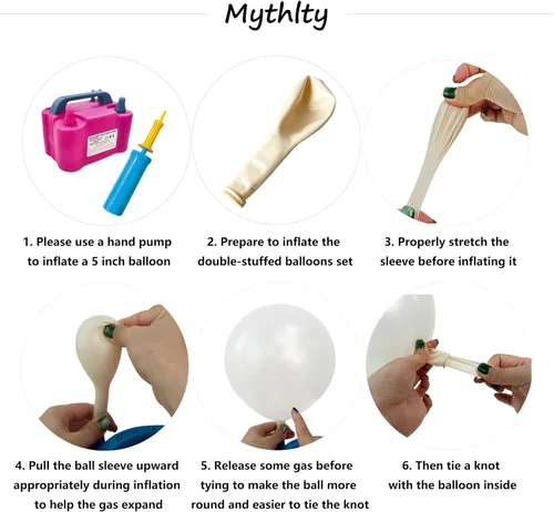 Miniatura 8 de Kit de arco de globos de 185 piezas negros y de arena de perlas doble relleno con lazos y perlas de imitación, globos negros y blancos