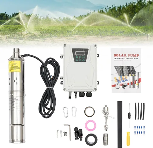 Miniatura 7 de Bomba sumergible solar de pozo profundo de 3 pulgadas, 24 V, 270 W, bomba de agua solar sumergible de acero inoxidable para riego agrícola + kit