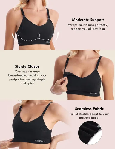Miniatura 4 de HOFISH Seamless Hands Free Pumping Bra Support Maternity & Nursing Bras Full Bust Breastfeeding Bras