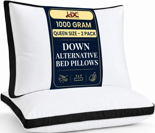 Miniatura 13 de LUX Décor - Juego de 2 almohadas suaves de hotel con refuerzo, para dormir de lado, boca abajo y de espalda, almohadas de cama de hotel alternativas