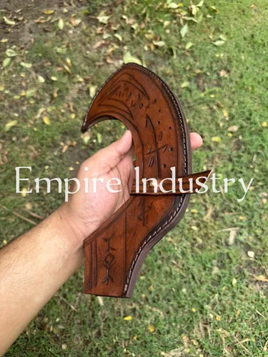 Miniatura 5 de Empire Industry - Caza de acero J2 hecha a mano personalizada de 15 pulgadas de largo Egytian Mini Khopesh con funda de cuero, agarre envuelto