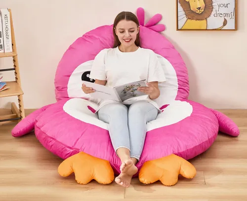 Miniatura 9 de Hobestluk Puf - Cojín de suelo para puf, puf para adultos, tumbona para sala de estar, dormitorio o sala de juegos (negro, mediano, pingüino)
