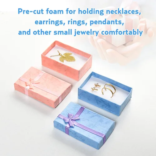 Miniatura 2 de AQUEENLY Cajas de regalo de joyería, paquete de 24 cajas de joyería de cartón a granel para collares, anillos, pulseras, aretes, cajas de joyería