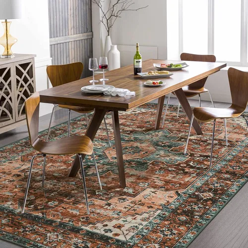 Miniatura 30 de Moynesa Alfombra de pasillo ultra fina lavable de 2 x 6 pies, antideslizante, resistente a las manchas, alfombra vintage que no desprende para Gris