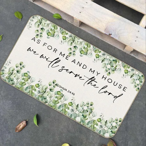 Miniatura 3 de Tapete cristiano para puerta, con texto en inglés "As for Me and My House We Will Serve The Lord", tapete decorativo para el hogar
