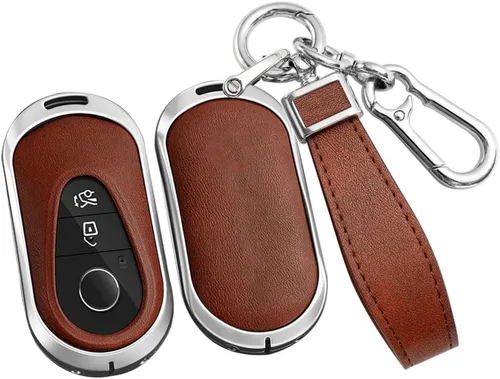 Miniatura 13 de ontto Llavero de cuero compatible con Mercedes-Benz 2020 en adelante, llavero de metal para Benz Clase S, Clase G, Clase E, color negro