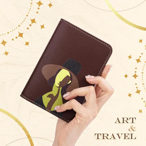 Miniatura 7 de Lychii Soporte para pasaporte, funda delgada para pasaporte, cartera de viaje con bloqueo RFID, funda protectora de piel sintética para pasaportes