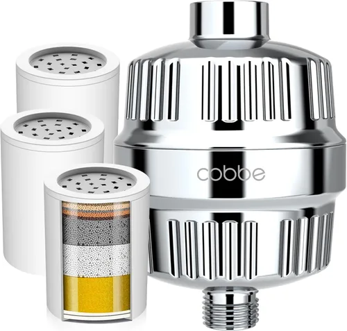 Miniatura 10 de Cobbe Filtro de cabezal de ducha de 20 etapas con KDF-55 para agua dura, filtro de agua de alto rendimiento con 2 cartuchos reemplazables, elimina