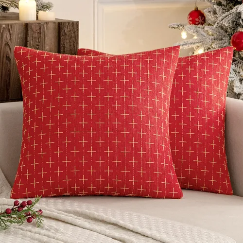 Miniatura 34 de MIULEE - Juego de 2 fundas de almohada decorativas de lino de arpillera, modernas, estilo campestre, rústicas, tejidas, con textura, para sofá