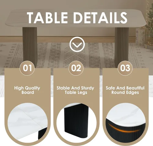 Miniatura 6 de RGZ Juego de mesa de comedor oval moderna de 71", juego de mesa y sillas de 7 piezas para 6, juego de mesa de cocina de mármol sintético y 6 sillas