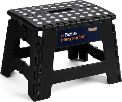 Flottian Taburete plegable de 9 pulgadas para adultos y niños con capacidad para hasta 300 libras, taburetes plegables antideslizantes con asa