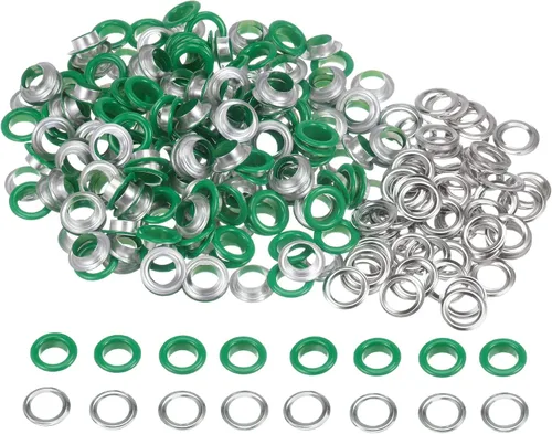 Miniatura 40 de HARFINGTON Juego de 200 ojales redondos de color de 0.394 pulgadas, ojales metálicos con arandelas para álbumes de recortes, zapatos, ropa, lona