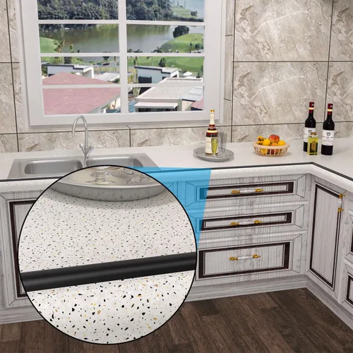 Miniatura 6 de Presa de agua plegable de 78 pulgadas para umbral de ducha con forma de arco de 0.47 pulgadas de alto, barrera negra para detener el agua, mantiene