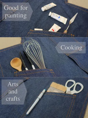 Miniatura 3 de BLUE DENIM, el delantal original dividido superpuesto para alfareros, chefs, jardineros, artistas, hombres y mujeres Azul Denim