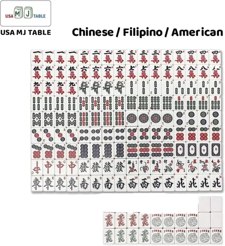 Miniatura 5 de Mesa automática de Mahjong de 1.575 in con 2 juegos de azulejos numerados de 1.575 in estilo filipino/americano/chino