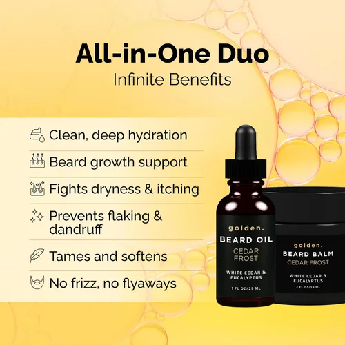 Miniatura 2 de Golden Grooming - Paquete de barba para hombres negros, kit de crecimiento natural con bálsamo de 2 onzas y aceite de 1 onza, acondicionador