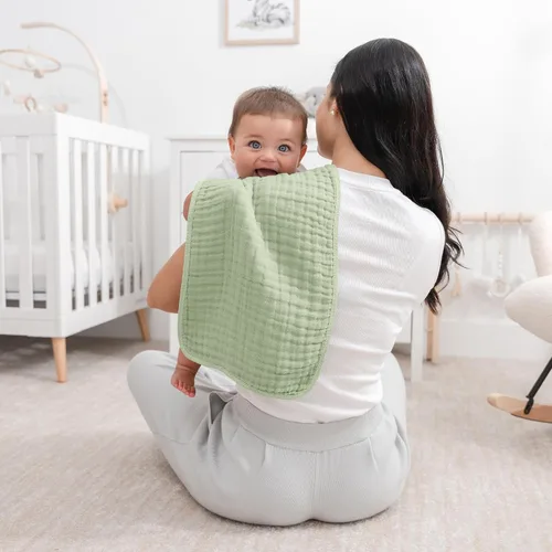 Miniatura 2 de Comfy Cubs Paños de muselina para eructos de 20 x 10 pulgadas, paquete de 10 unidades, grandes, 6 capas, ultra absorbentes, 100% algodón para babas